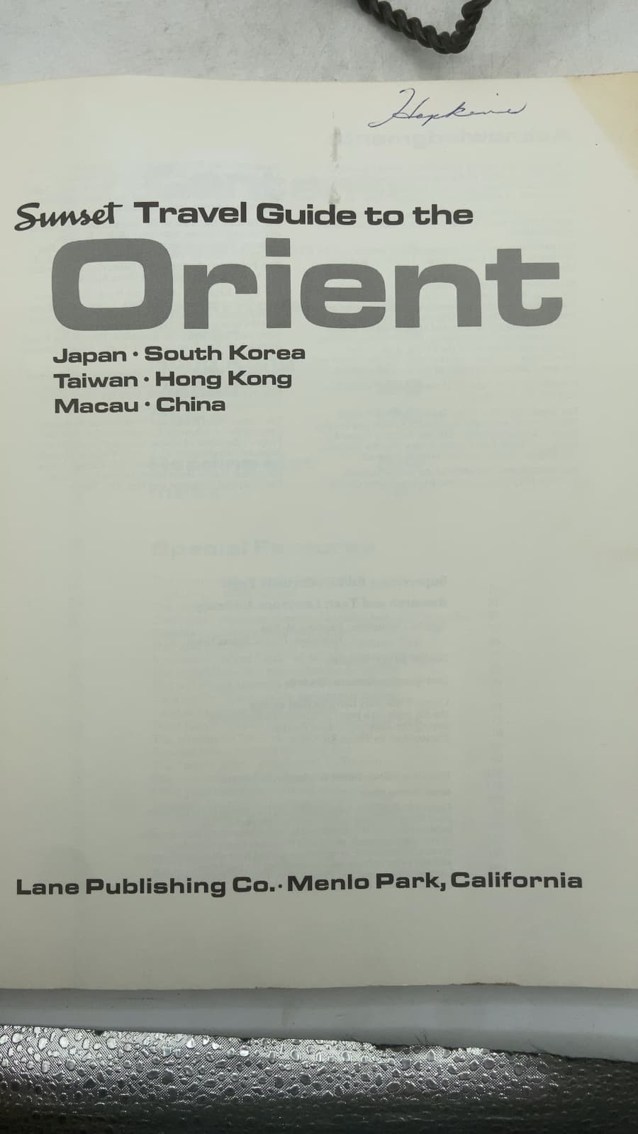 Sunset Travel Guide to the Orient by Lawrence A. Clancy - title page