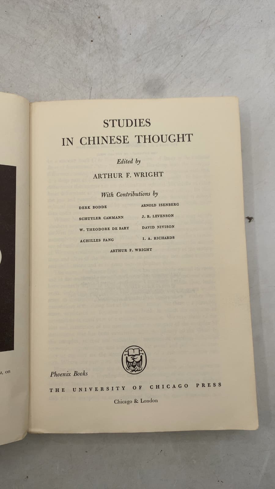 Studies in Chinese Thought by Arthur F. Wright - title page