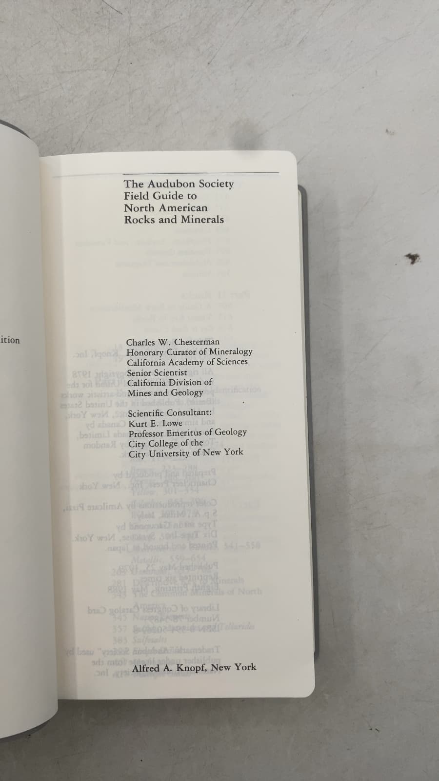The Audubon Society Field Guide to North American Rocks and Minerals by Charles W. Chesterman - title page