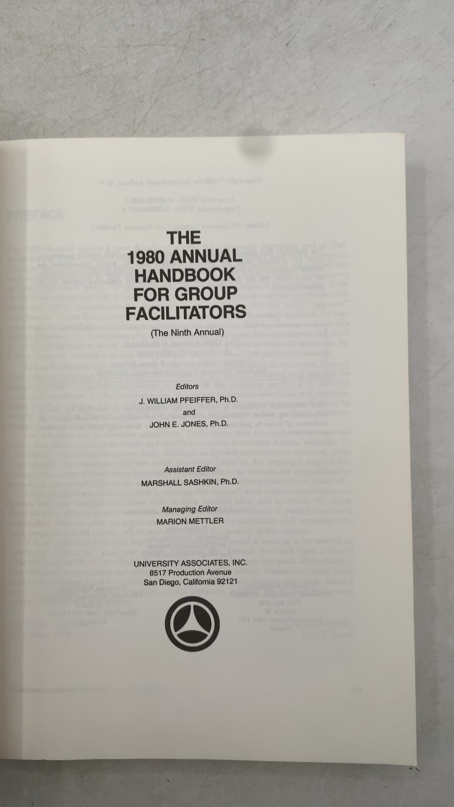 The 1980 Annual Handbook for Group Facilitators (The Ninth Annual) by J. William Pfeiffer, Ph.D. and John E. Jones, Ph.D. - title page