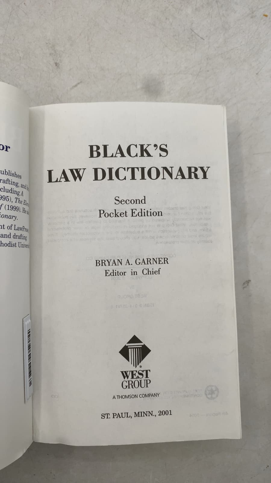 Black's Law Dictionary Second Pocket Edition by Bryan A. Garner - title page