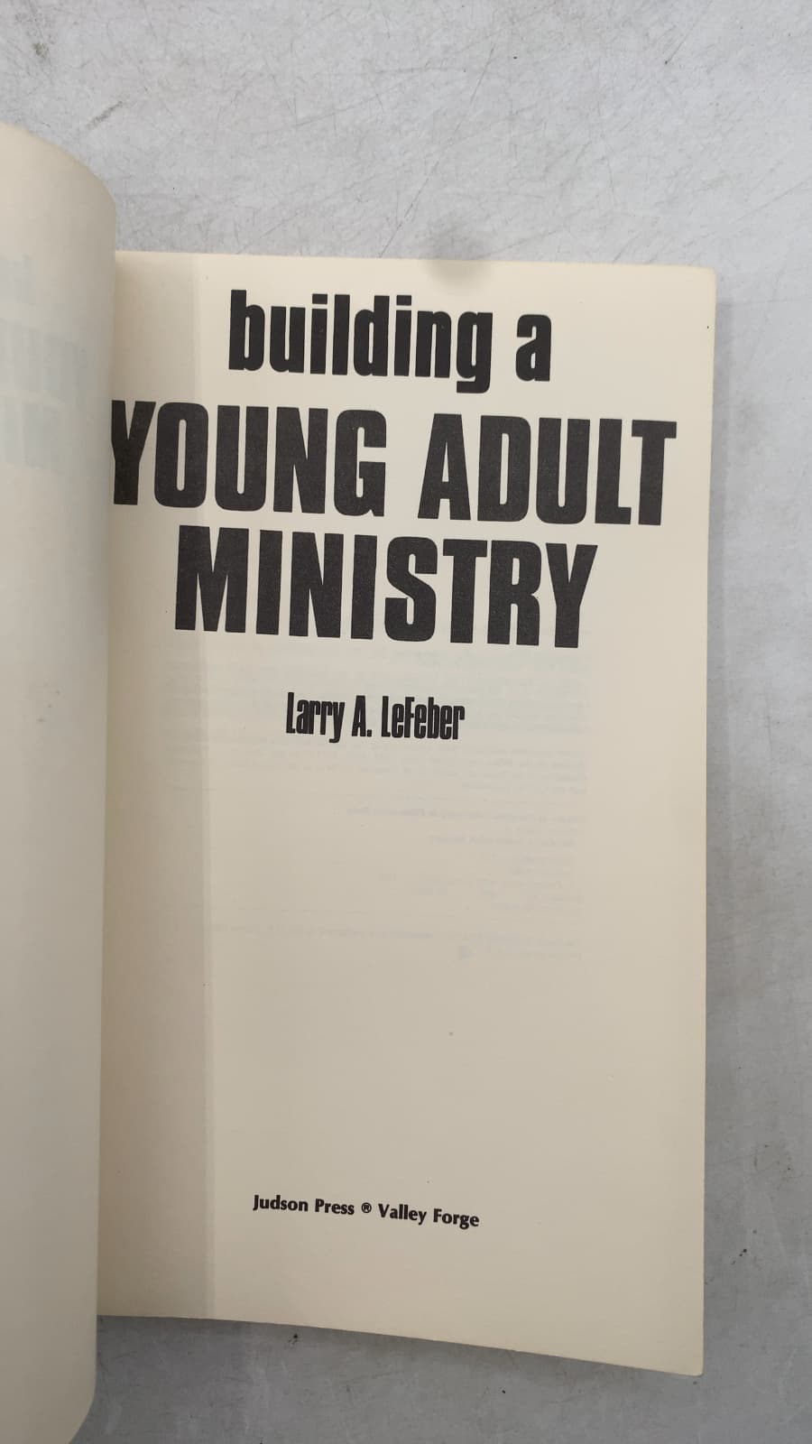 Building a Young Adult Ministry by Larry A. LeFeber - title page