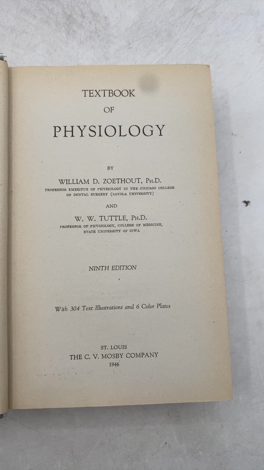 Textbook of Physiology by William D. Zoethout, Ph.D. and W. W. Tuttle, Ph.D. - title page