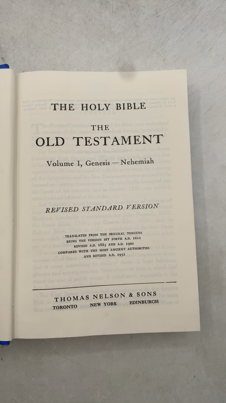 The Holy Bible: The Old Testament Volume I, Genesis – Nehemiah - title page
