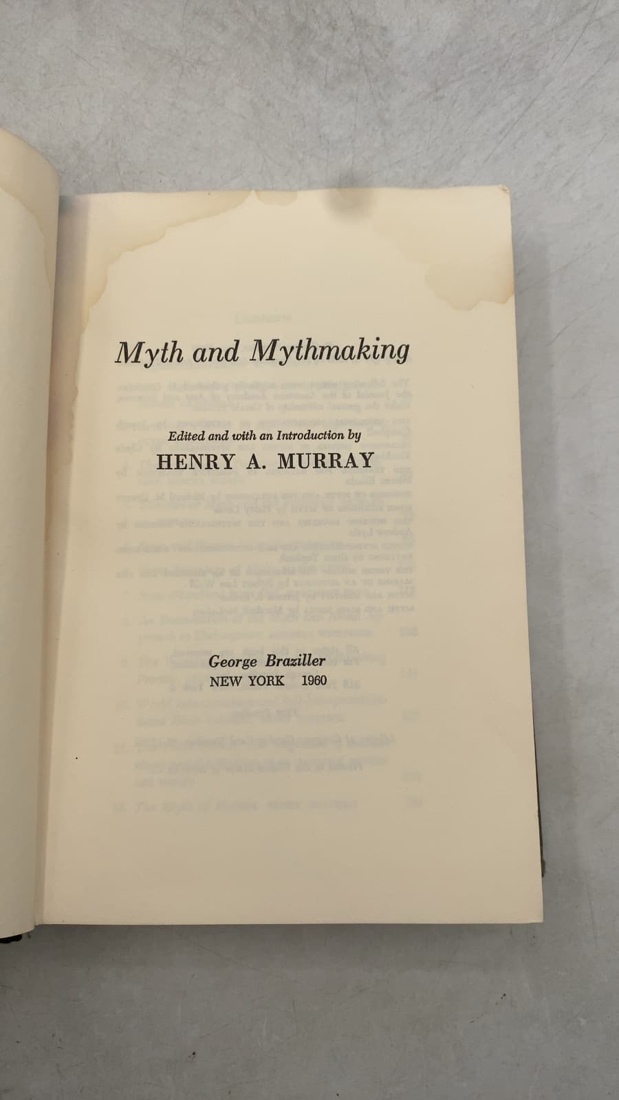 Myth and Mythmaking by Henry A. Murray - title page