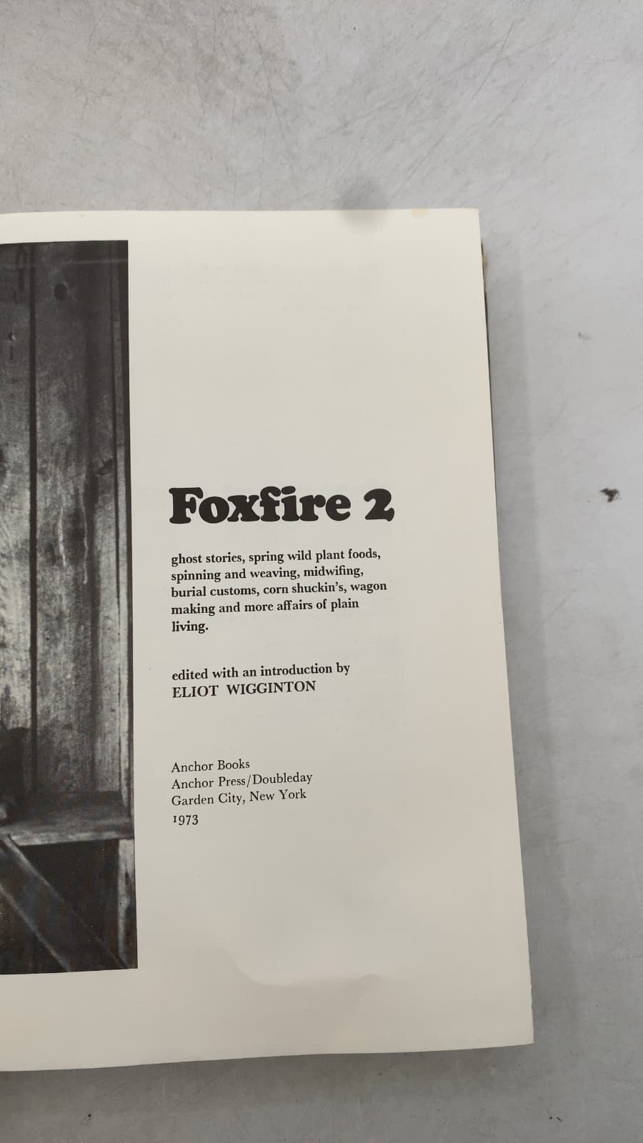 Foxfire 2 by Eliot Wigginton - title page