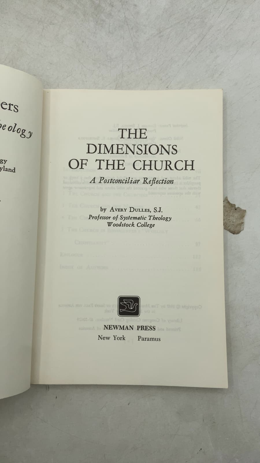 The Dimensions of the Church: A Postconciliar Reflection by Avery Dulles, S.J. - title page