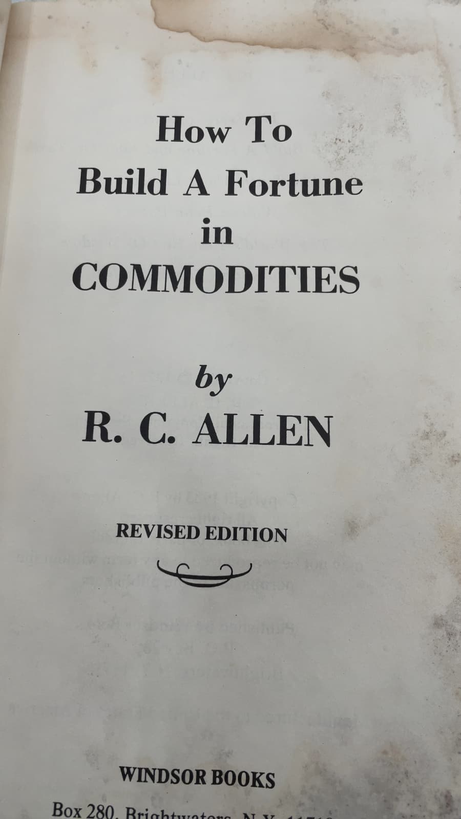 How to Build a Fortune in Commodities by R. C. Allen - title page