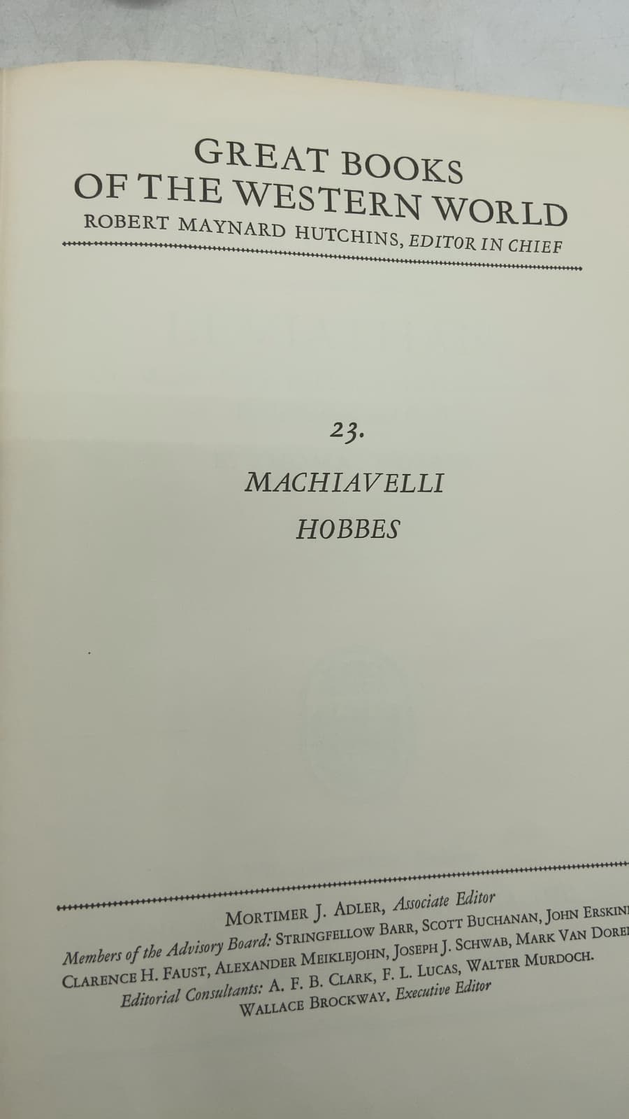 Great Books of the Western World: Machiavelli, Hobbes by Niccolò Machiavelli, Thomas Hobbes - title page