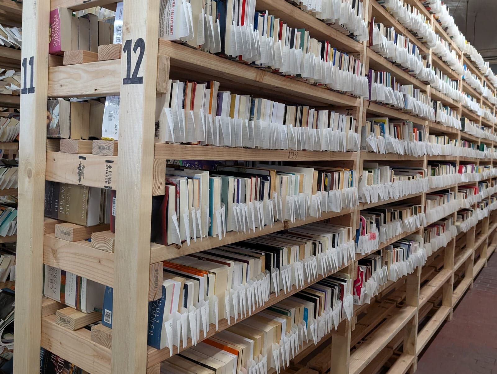 Books being sorted at Aspen Book Co.