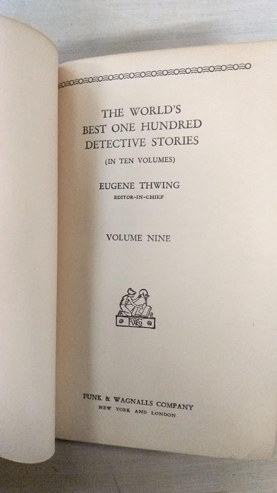 The World's Best One Hundred Detective Stories (Volume Nine) by Eugene Thwing - title page
