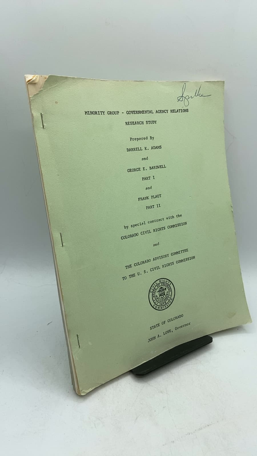 Minority Group - Governmental Agency Relations Research Study by Darrell K. Adams and George E. Bardwell and Frank Plaut - front cover