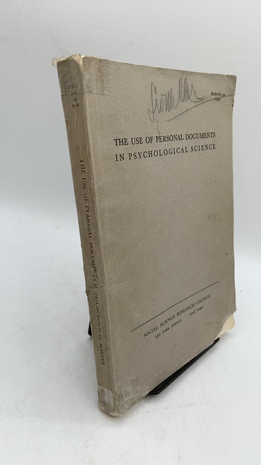 The Use of Personal Documents in Psychological Science by Gordon W. Allport - front cover