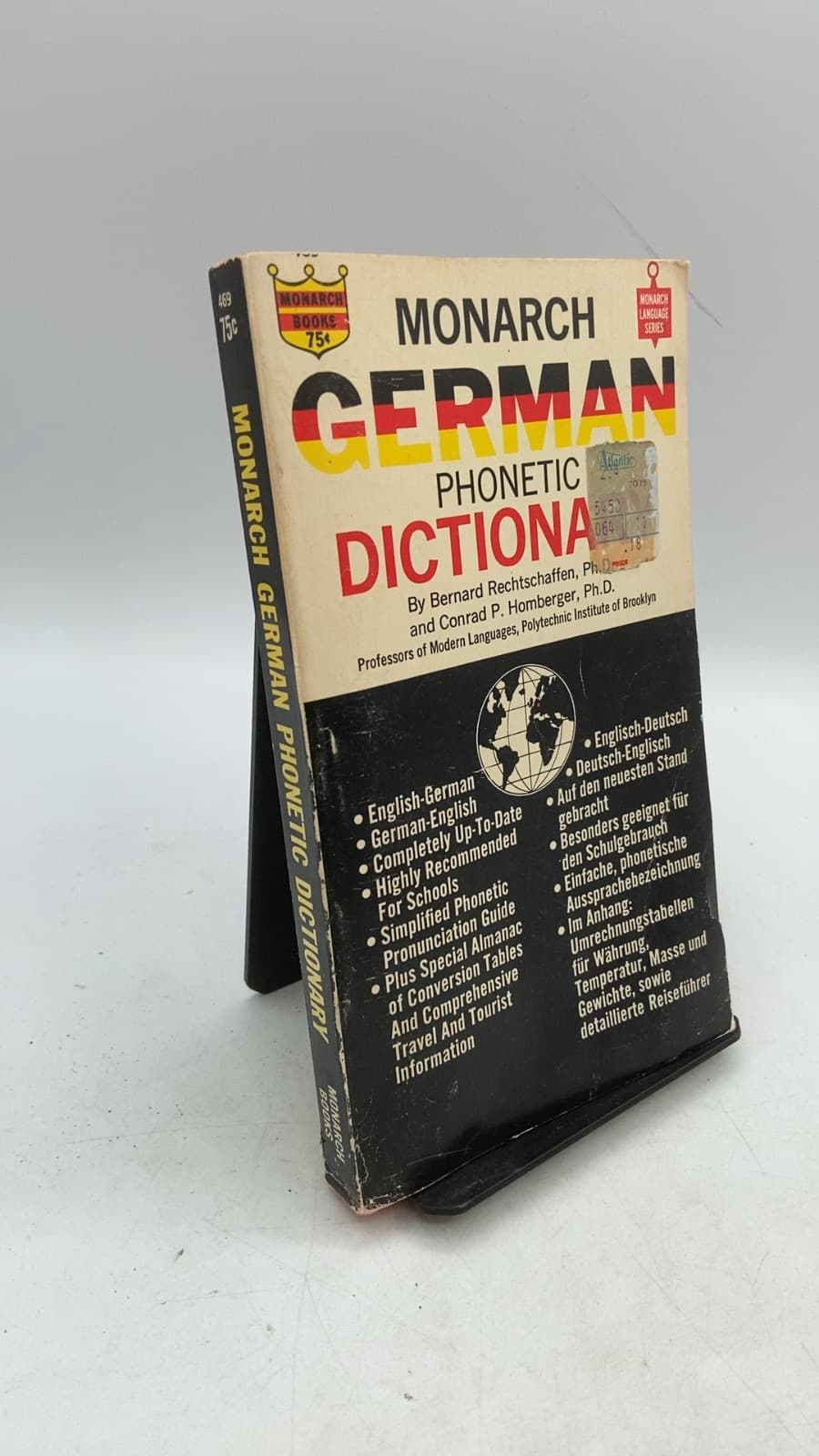 Monarch English-German German-English Phonetic Dictionary by Prof. Bernard Rechtschaffen and Prof. Conrad P. Homberger - front cover