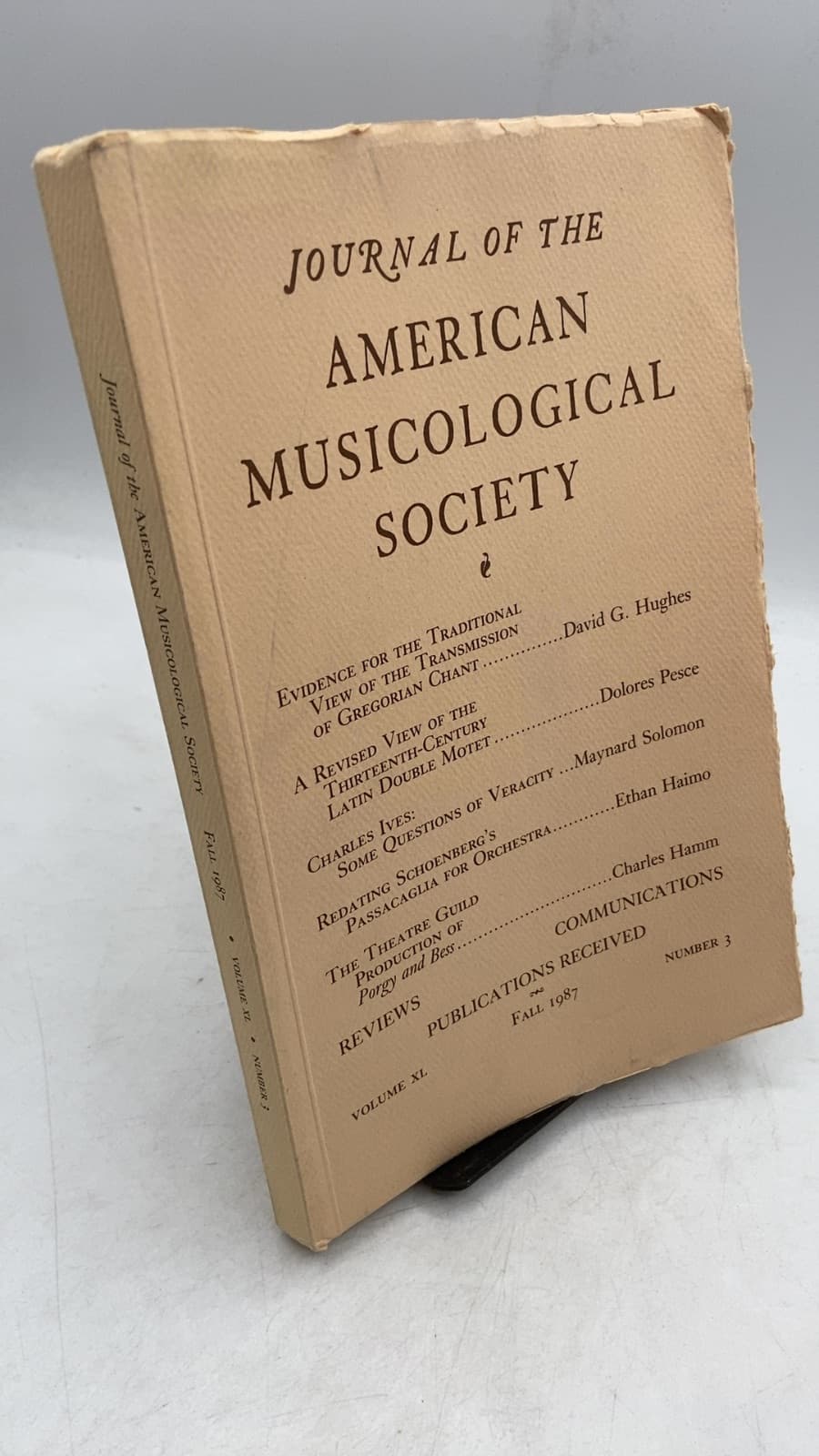 Journal of the American Musicological Society, Volume XL, Number 3 by Anthony Newcomb (Editor-in-Chief) - front cover