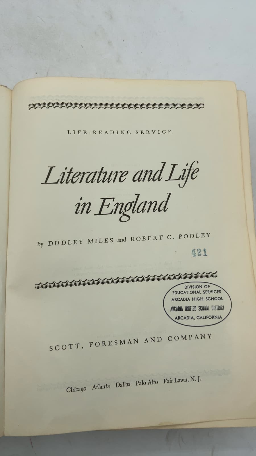 Literature and Life in England by Dudley Miles and Robert C. Pooley - title page