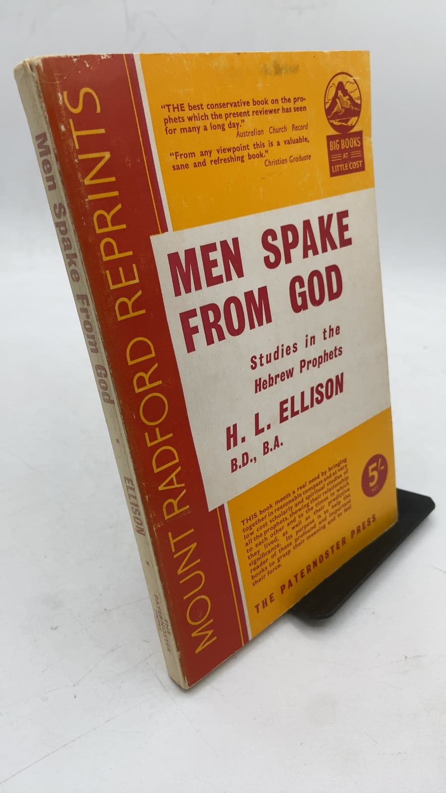 Men Spake from God: Studies in the Hebrew Prophets by H. L. Ellison, B.A., B.D. - front cover